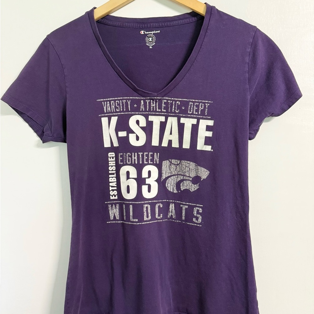 Champion Kansas State Wildcats Women’s XL Purple V-Neck Graphic Tee